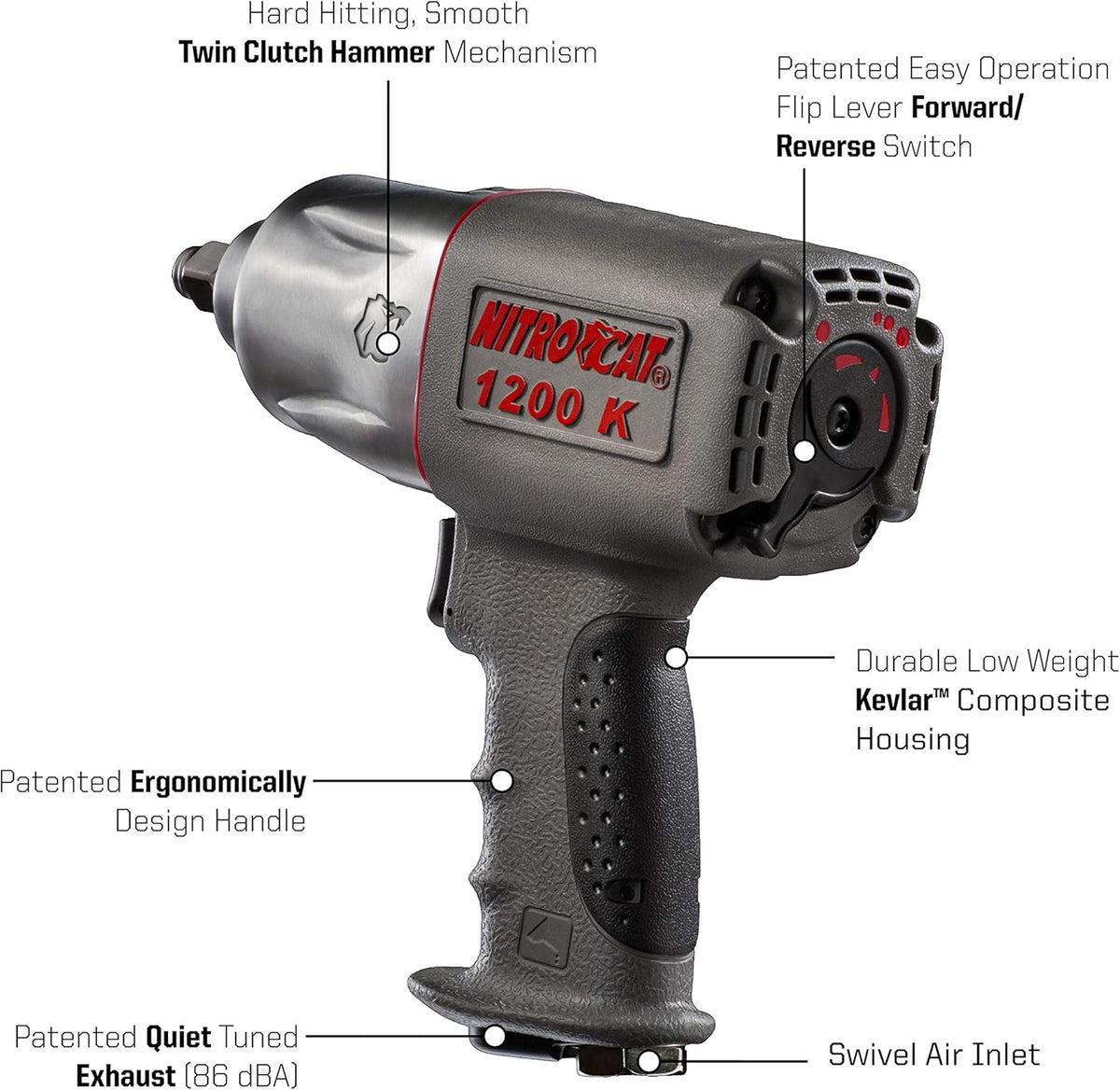 1/2-Inch Kevlar Composite Twin Clutch Impact Wrench T12077