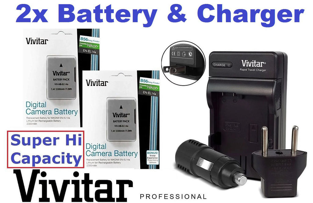 2-Pc EN-EL14a Battery & Fast Charger P75737