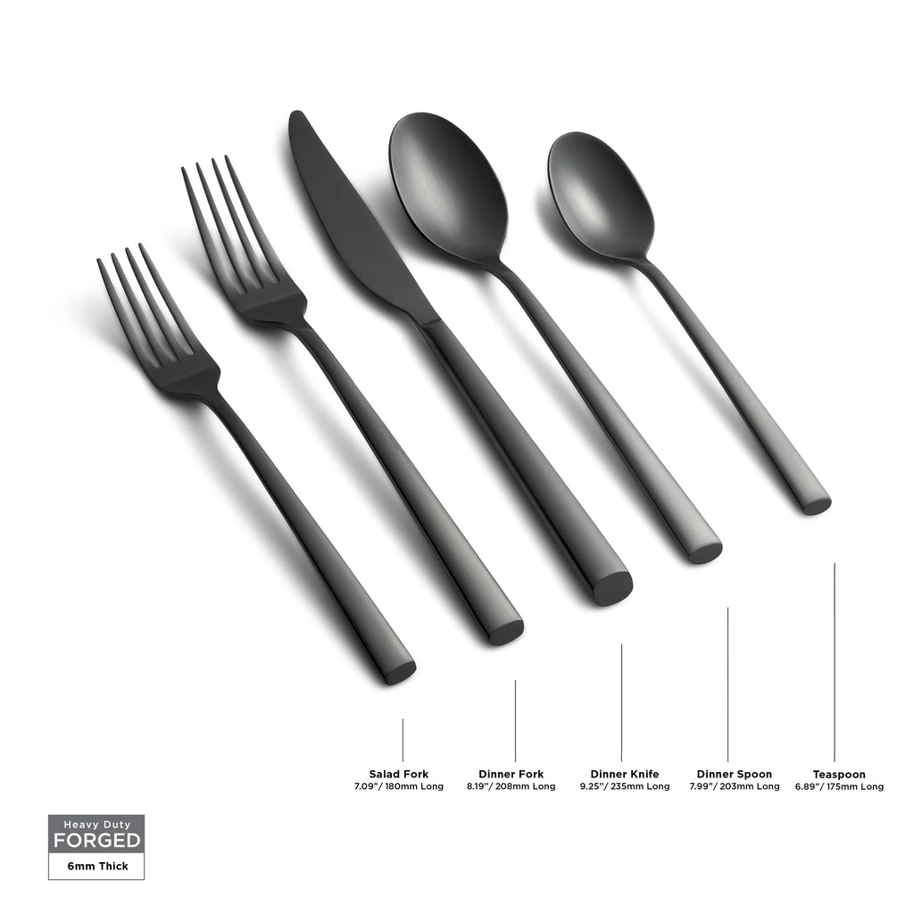 Black Satin 20-Piece Stainless Steel Flatware Set Z878