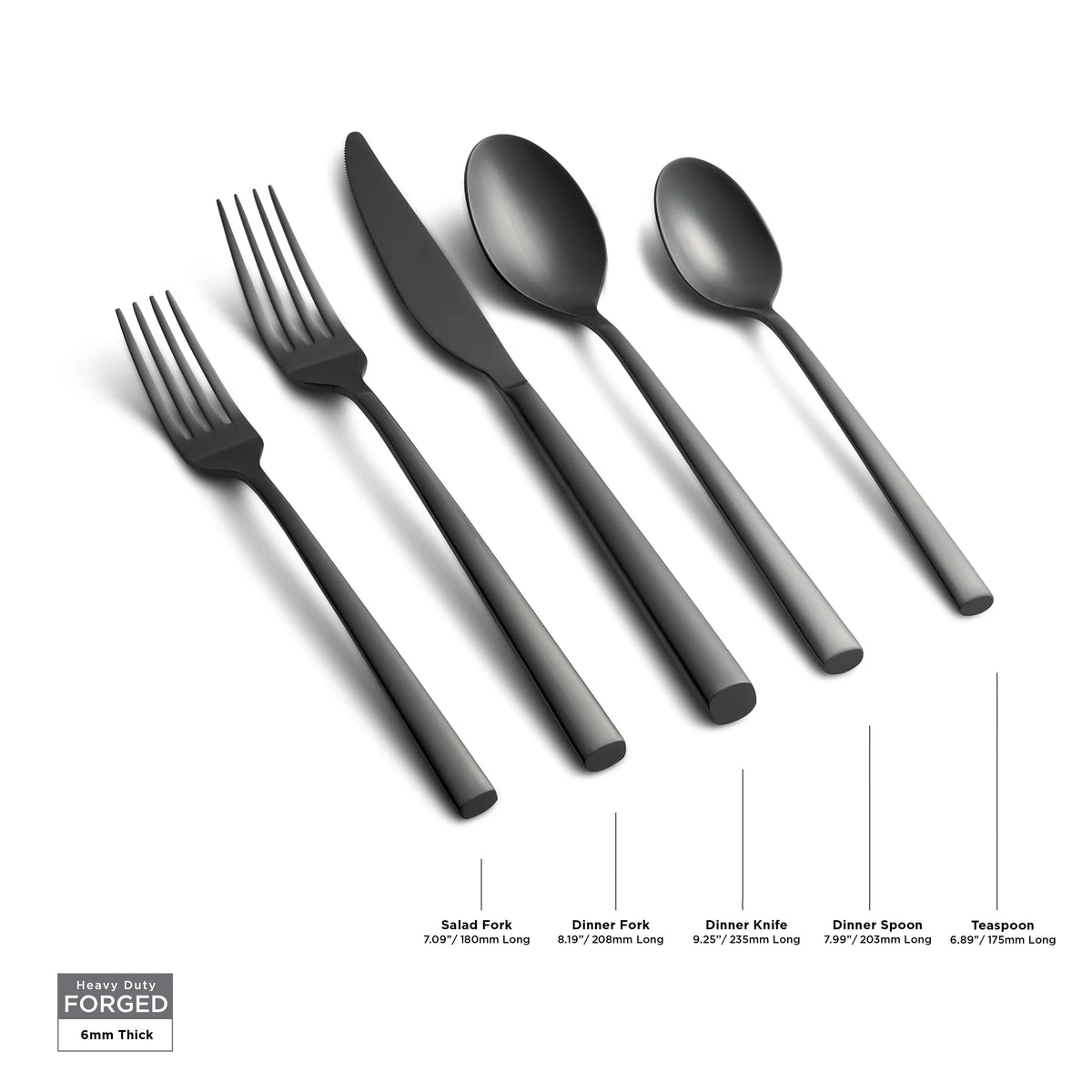 Black Satin 20-Piece Stainless Steel Flatware Set Z878