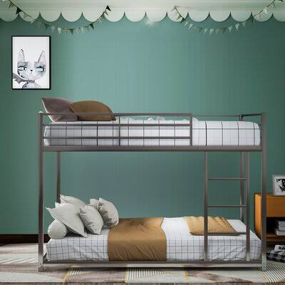 Full Over Full Metal Bunk Bed with Ladder J917141