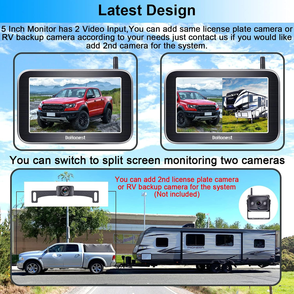 Wireless Backup Camera HD 1080P with 5" Split Screen System Z1958