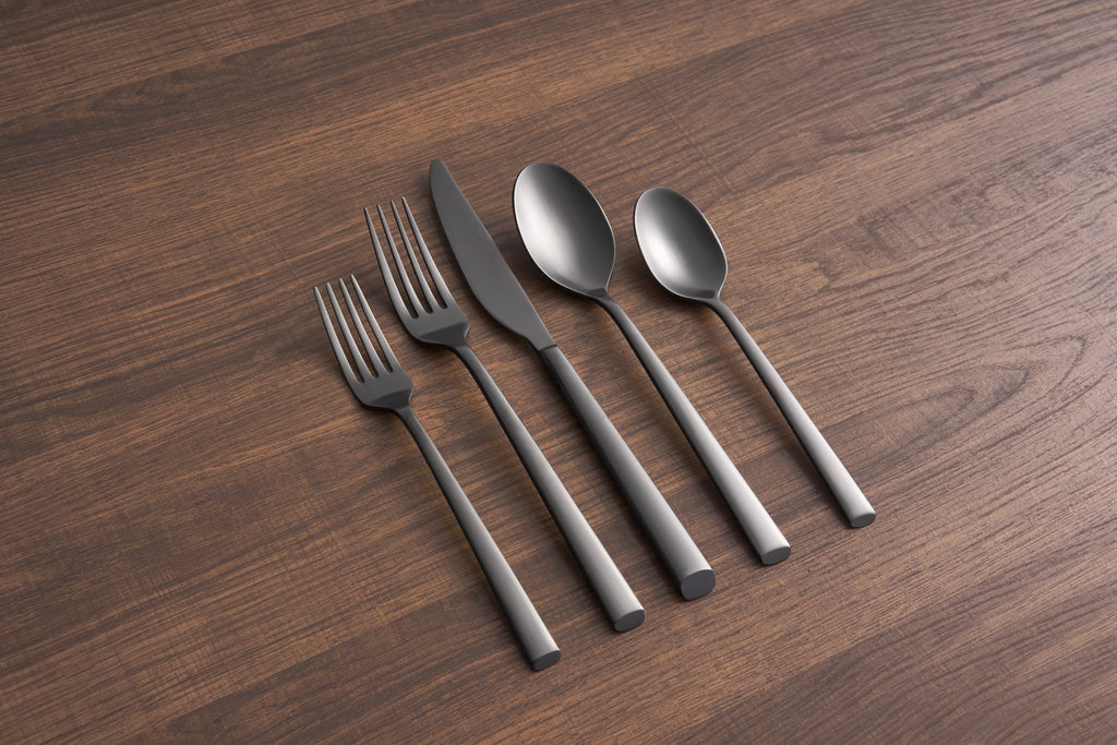 Black Satin 20-Piece Stainless Steel Flatware Set Z878