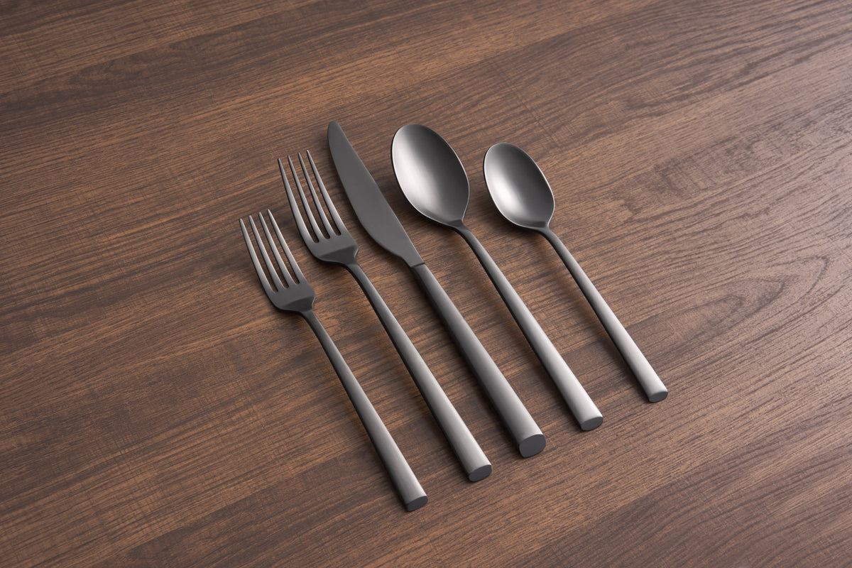 Black Satin 20-Piece Stainless Steel Flatware Set Z878