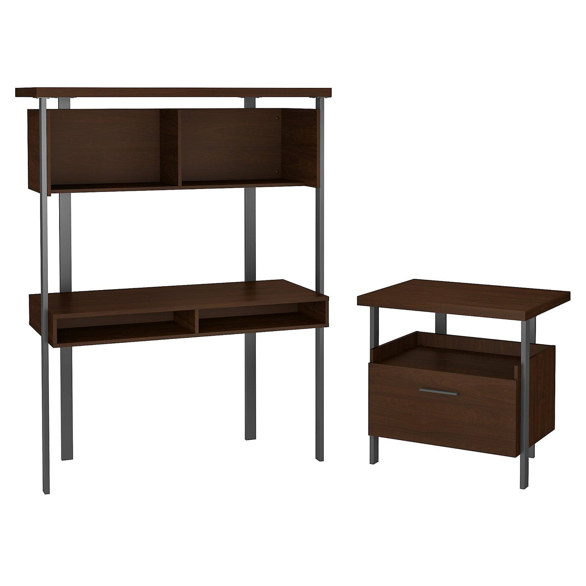 Walnut Computer Desk with Hutch L621862