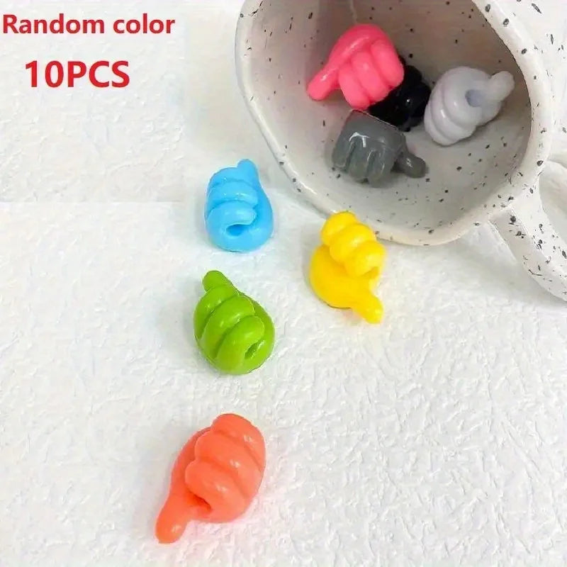 10 Pcs Silicone Wall Hook Adhesive Cable Clip Key Hanger J139190