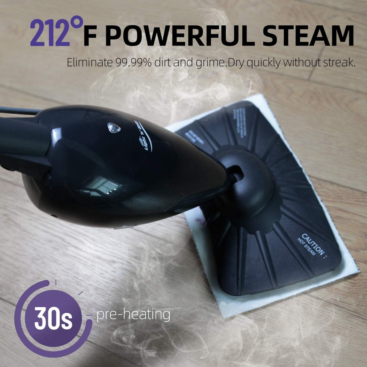 Steam Mop, Ultra-Lightweight, Black N660