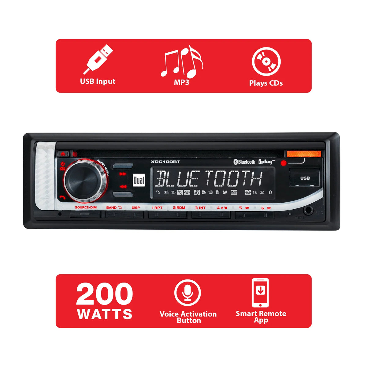 Single DIN Car Stereo with CD Player, Bluetooth, USB Q59702