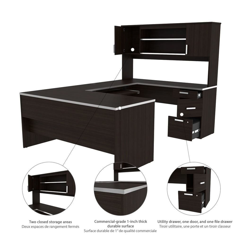 U-Shaped Desk with Pedestal and Hutch T110129