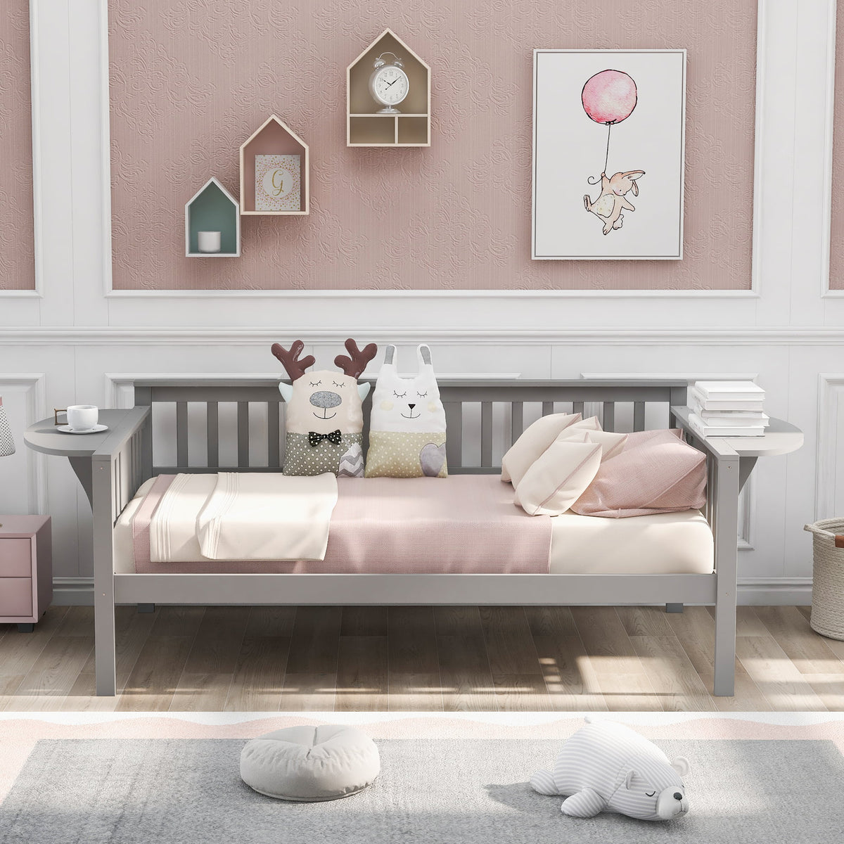 Solid Wood Daybed with Rails Y2717