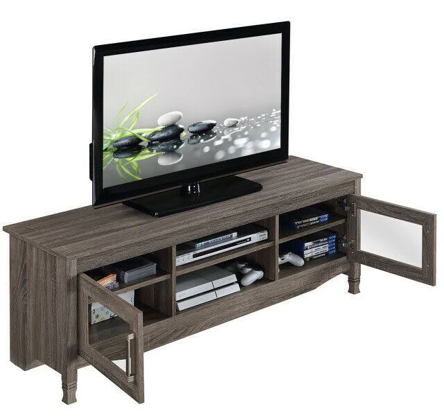 65x22 Rustic Brown Wood TV Stand P4917