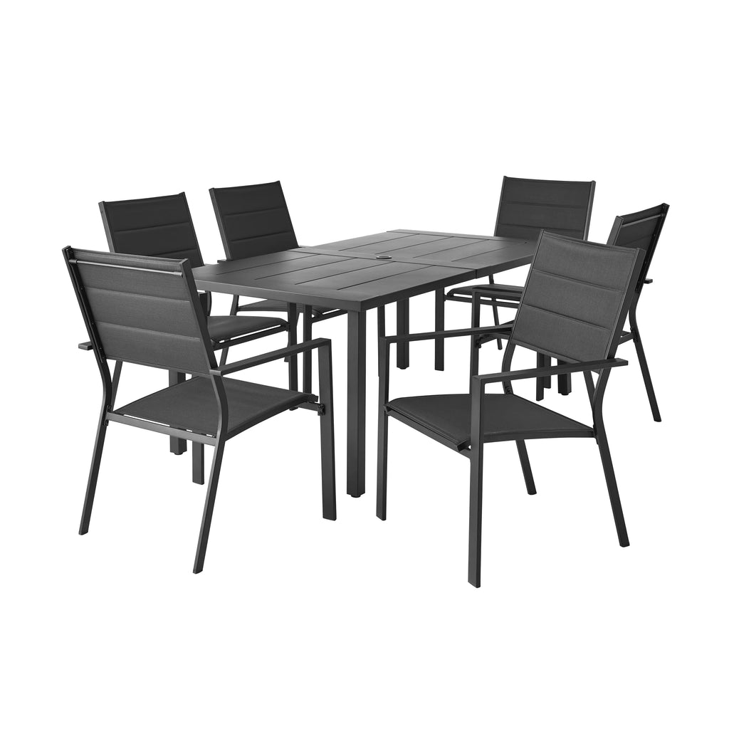 Black 7-Piece Outdoor Patio Dining Set T986