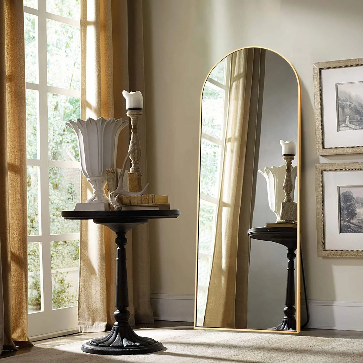 65"x22" Arched Full Length Mirror with Aluminum Frame L473444