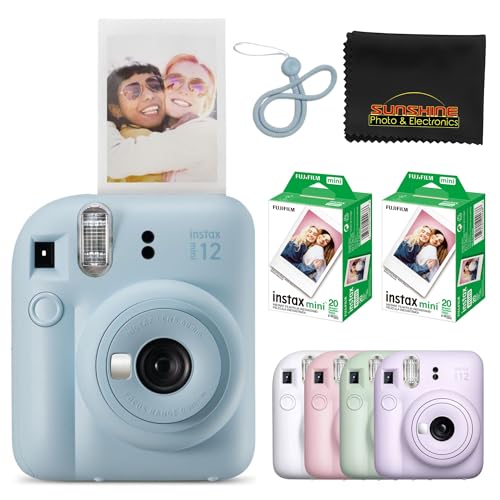 Pastel Blue Instant Camera with 40 Sheets Film Bundle A128
