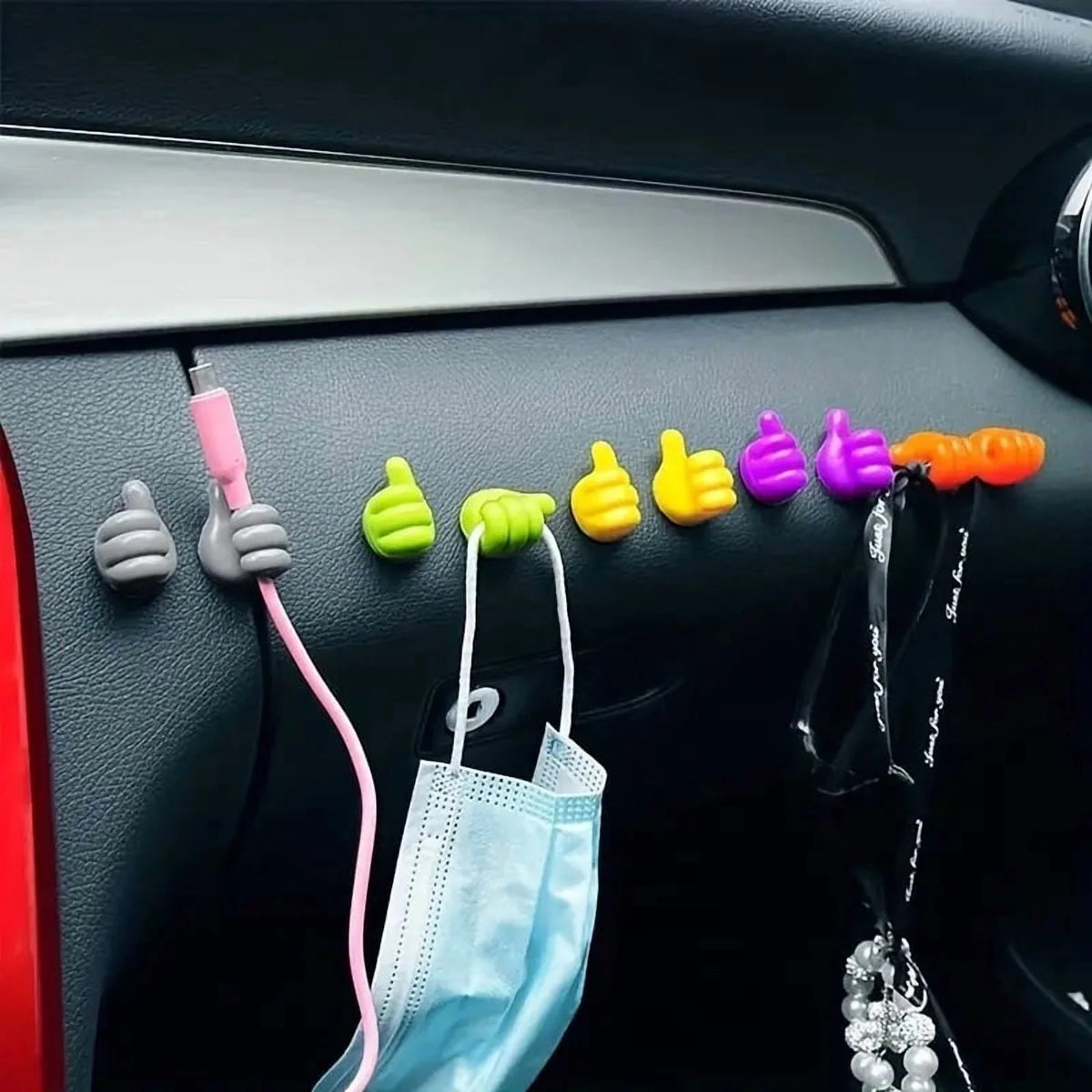 10 Pcs Silicone Wall Hook Adhesive Cable Clip Key Hanger J139190