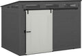 Gray and Black 10 Foot by 7 Foot Outdoor Plastic Storage Shed with Sliding Barn Door W25997