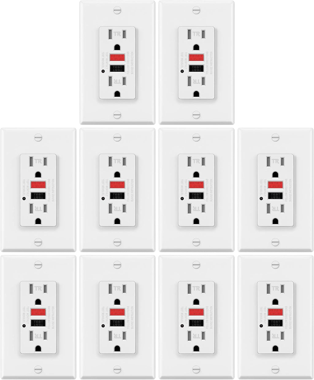 15A/125V Tamper Resistant GFCI Outlets with LED Indicator, White M7326