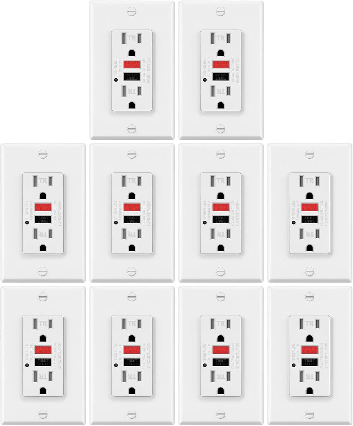 15A/125V Tamper Resistant GFCI Outlets with LED Indicator, White M7326
