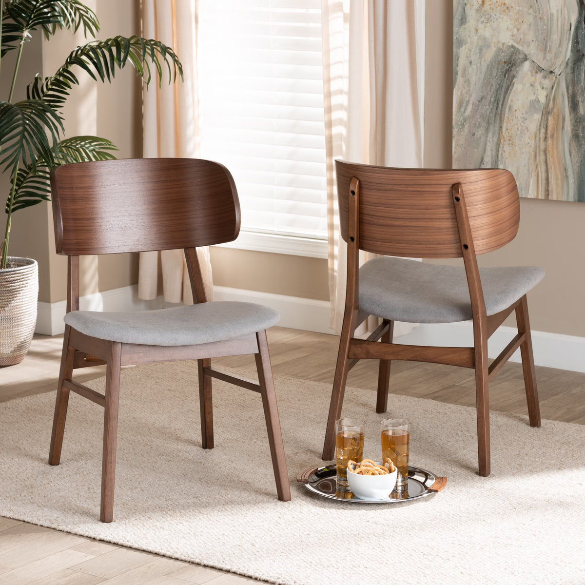 Grey/Walnut Brown Dining Chair, Set of 2 B544