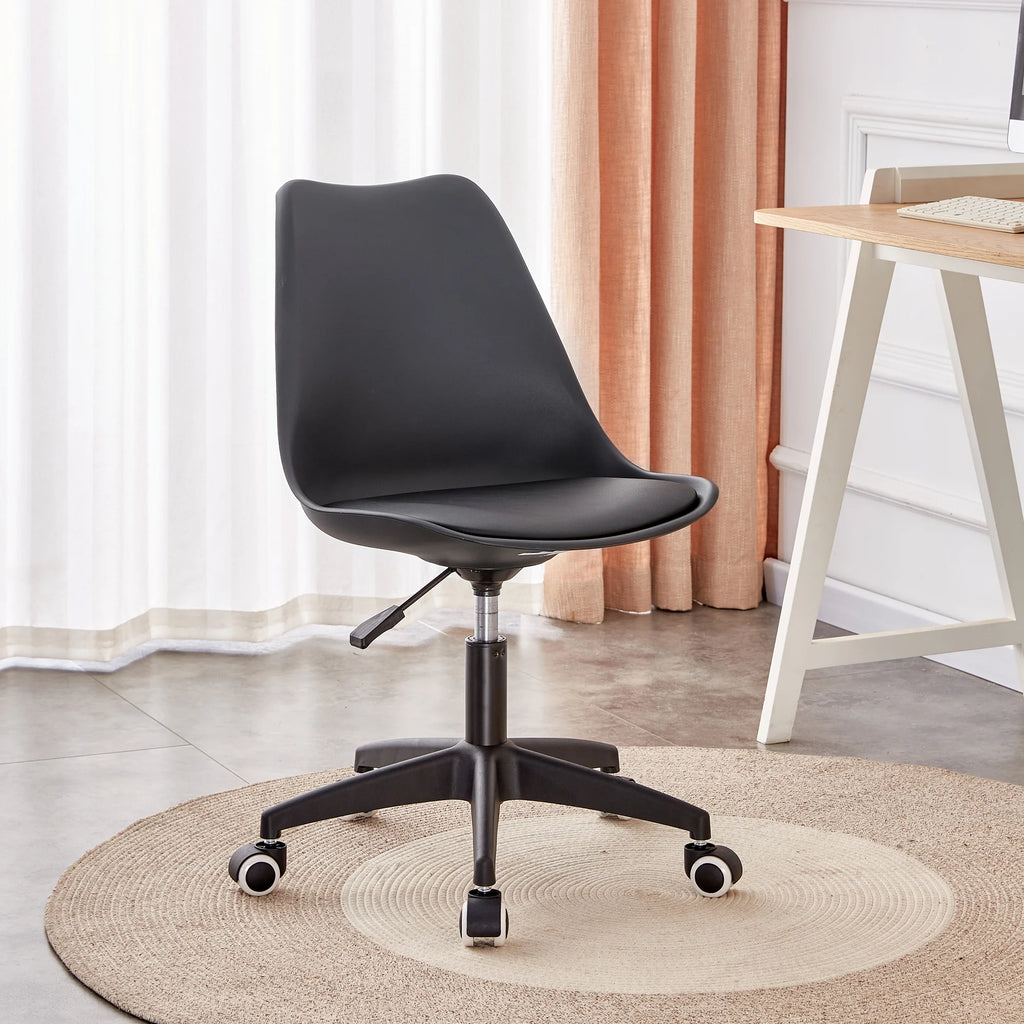 Black Adjustable 360 °Swivel Armless Computer Chair W7864