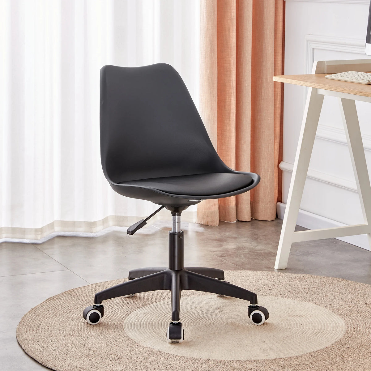 Black Adjustable 360 °Swivel Armless Computer Chair W7864