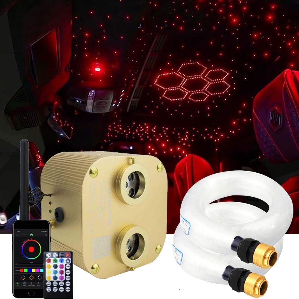 Bluetooth Fiber Optic Star Ceiling Lighting Kits Mixed 335pcs 13.1ft Fiber Strands End Glow RGBW Music Mode Light Source L24317