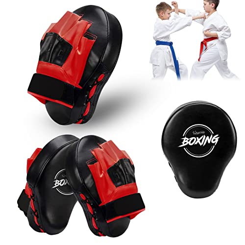 Boxing Curved Focus Punching Mitts Leatherette Training Hand Pads N89370