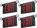 Red Exit Sign with Emergency Lights, Two LED Adjustable Head, Battery Backup, Double Face, Pack of 4 S7734