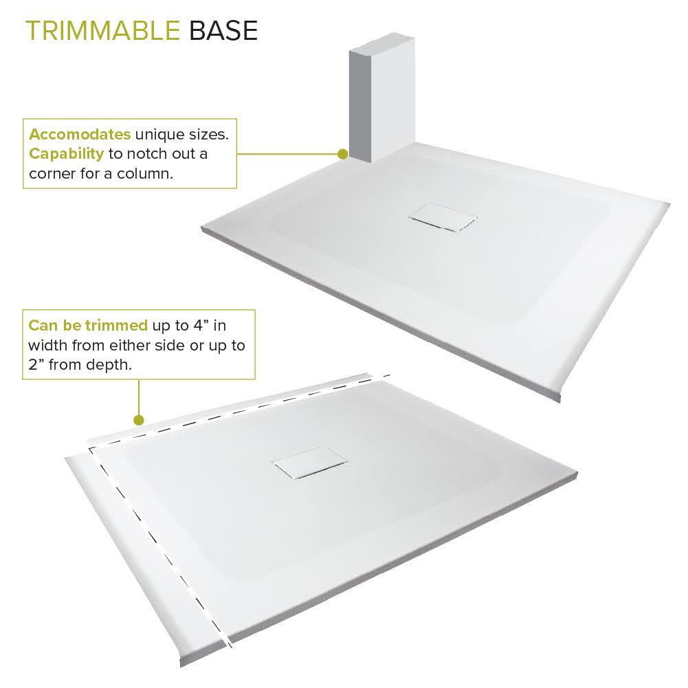 60-in L x 31.5-in Shower Base with Center Drain Q611494