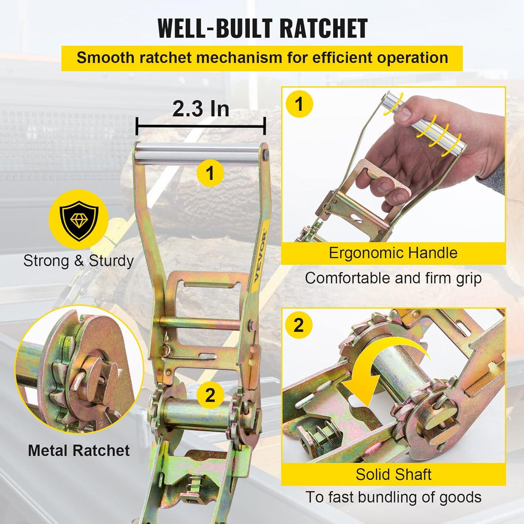 12 Pcs Polyester Ratchet Tie Down Strap Kit Grey B455155