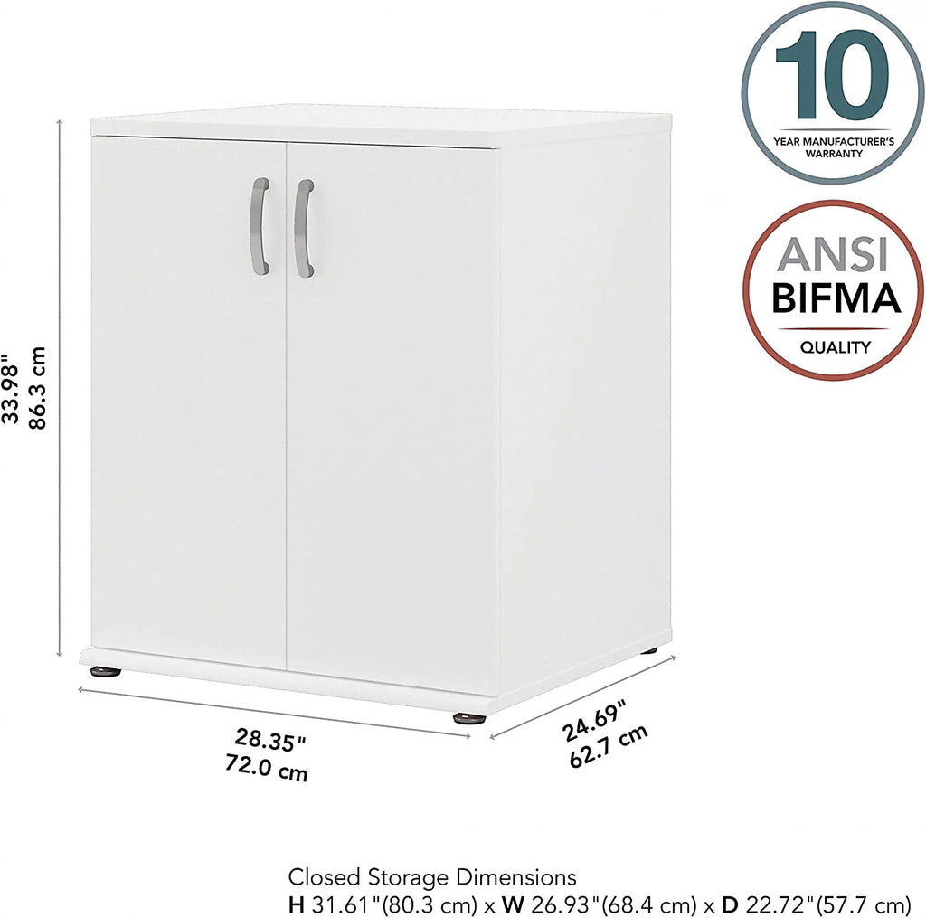 White Engineered Wood Laundry Room Cabinet with Doors C2862