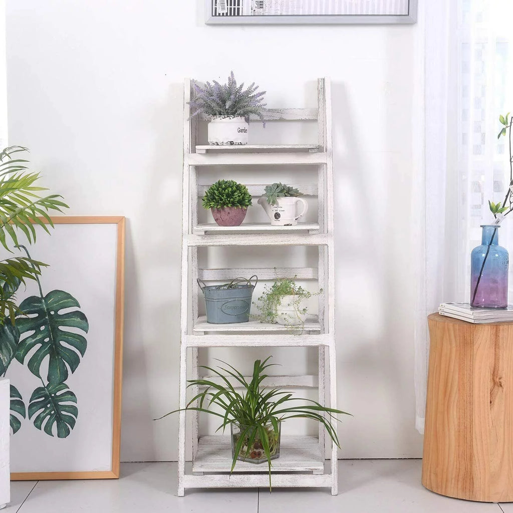 4Tier Wooden Plant Stand Foldable Ladder Shelf G87701