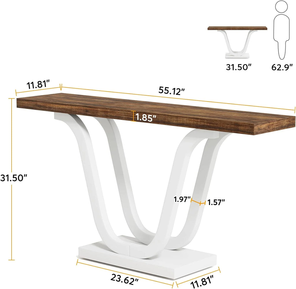White Brown Farmhouse Console Table L49837