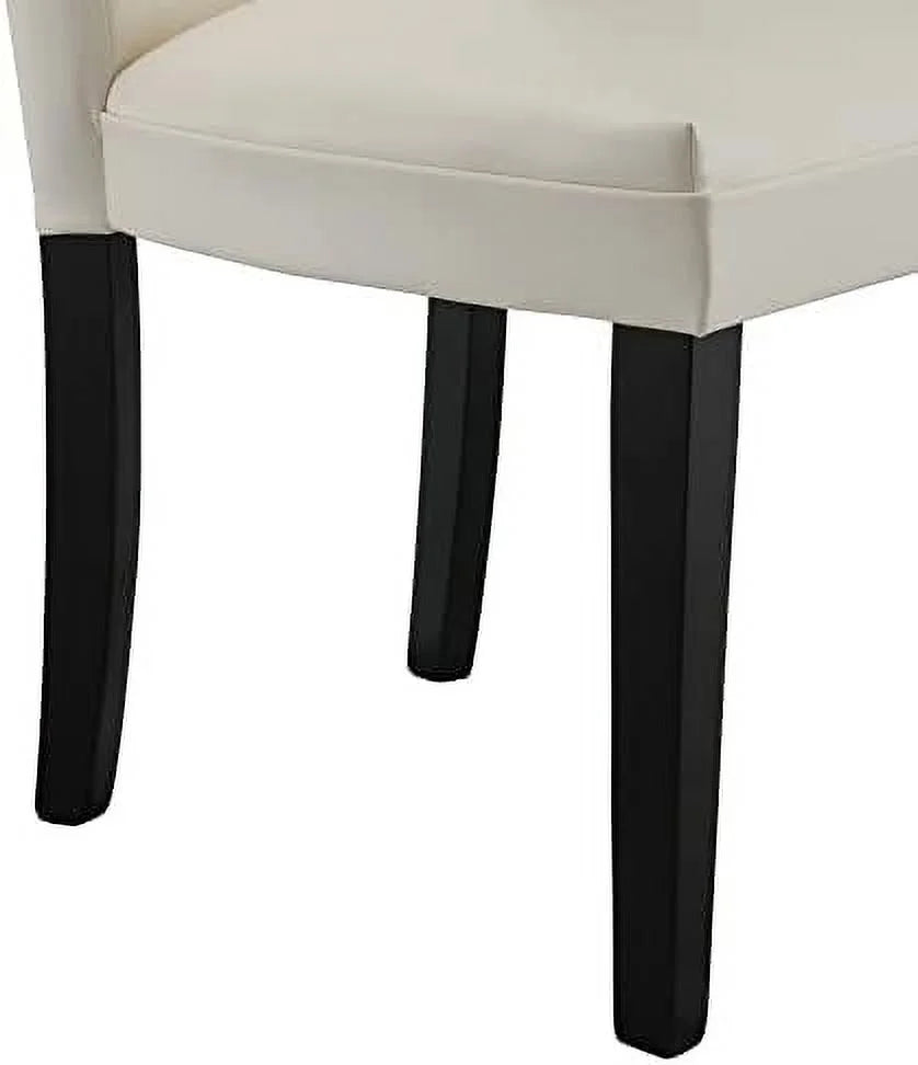 Ivory White Leather Surface Solid Wood Accent Chairs T209818