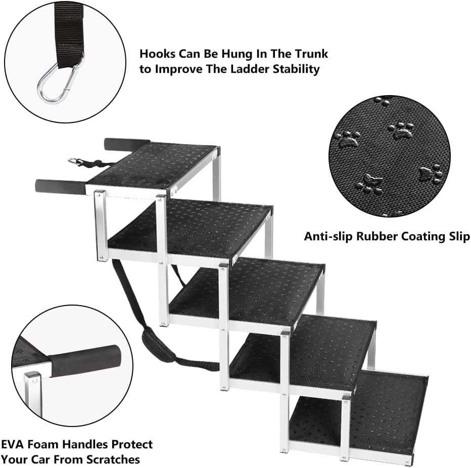 Foldable Aluminum 5 Steps Dog Stairs with Non-Slip Surface H270433