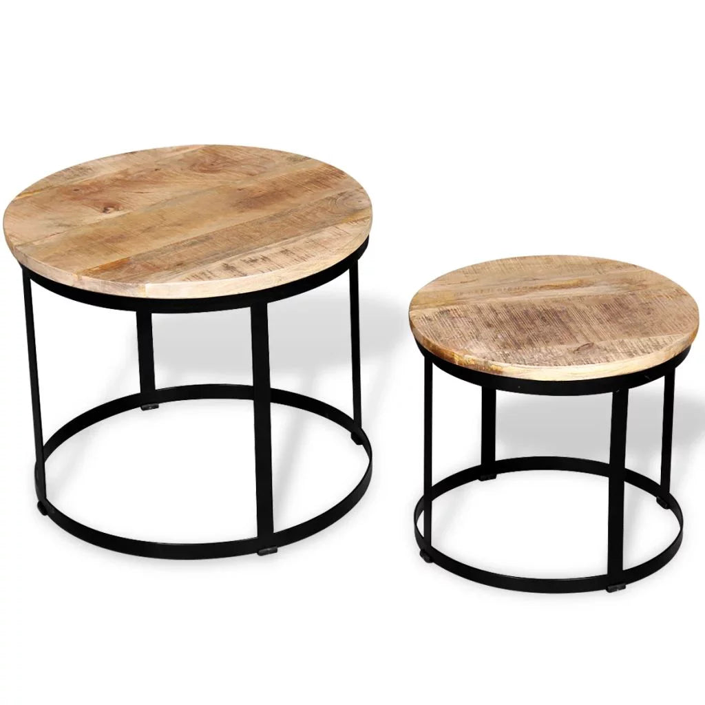 Two Piece Round Mango Wood Coffee Table Set M7873