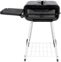 22 Square Steel Charcoal Grill with Foldable Side Shelf, Black Q39667