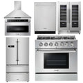 36 Propane Gas Range, Range Hood, Microwave, Refrigerator, Dishwasher, Wine Cooler Y2419
