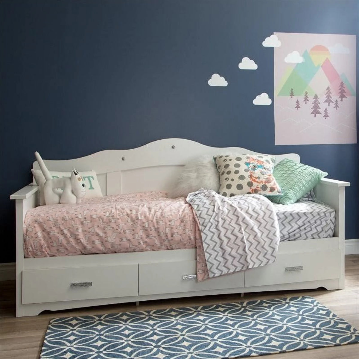 White Twin Daybed with Storage U693459