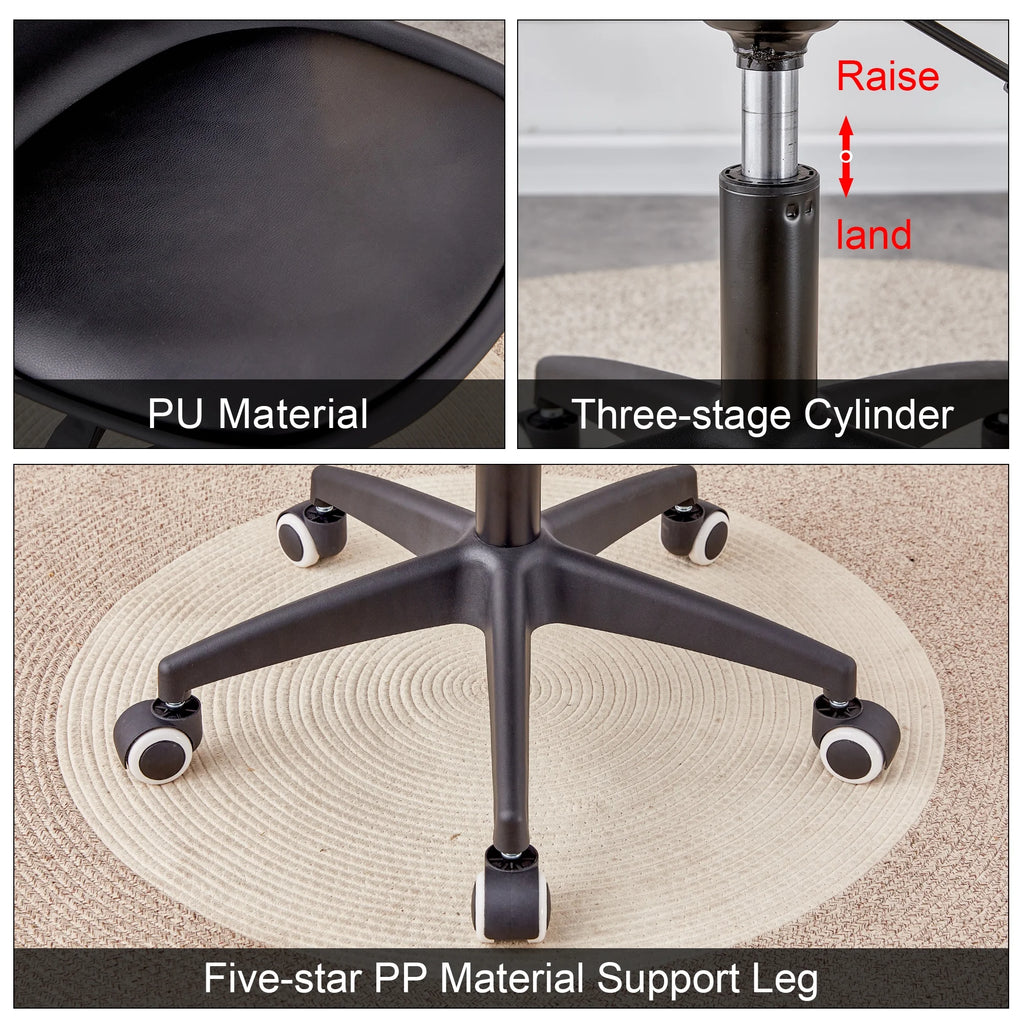 Black Adjustable 360 °Swivel Armless Computer Chair W7864