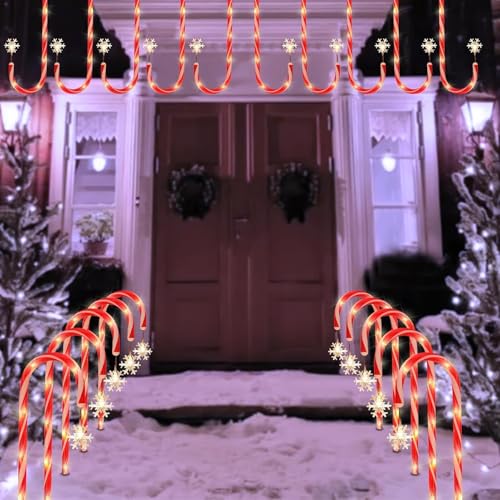 10 Pack Solar Christmas Candy Cane Lights A792