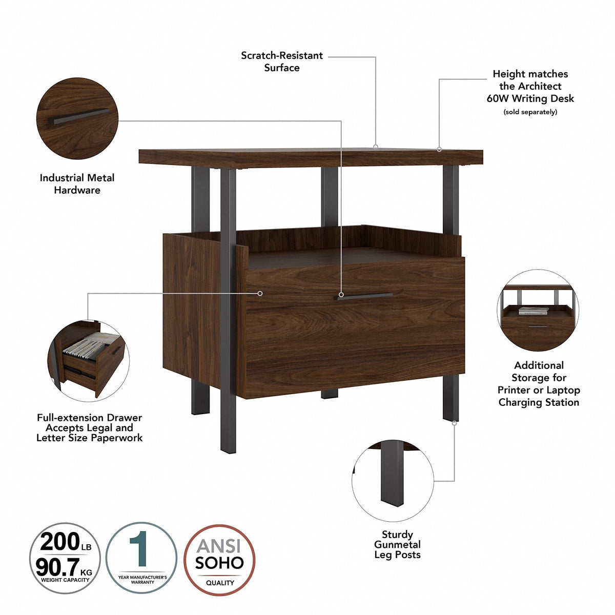 Walnut Computer Desk with Hutch L621862
