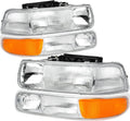 Chrome Housing Clear Lens Headlights with Bumper Lights Assembly Set Pack of 2 W345