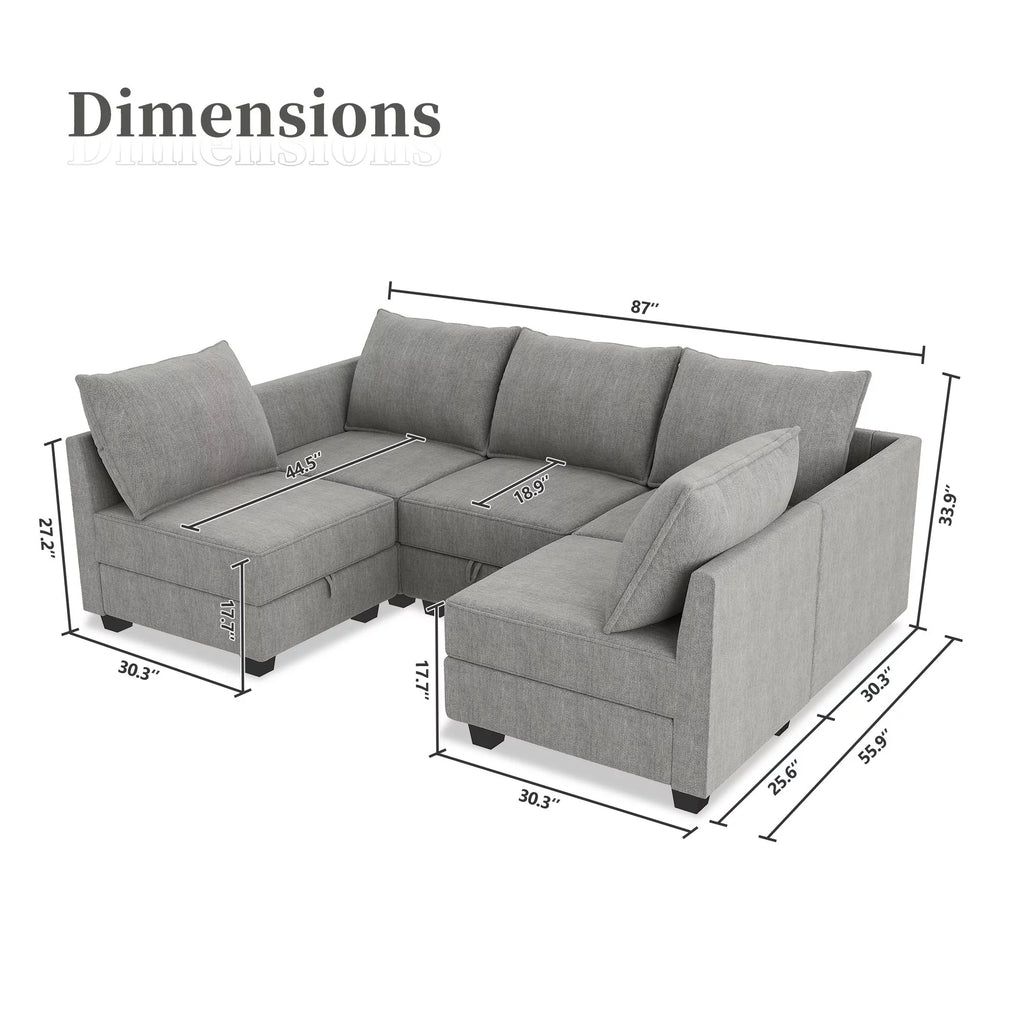 Grey Modular Couch with Storage C782018
