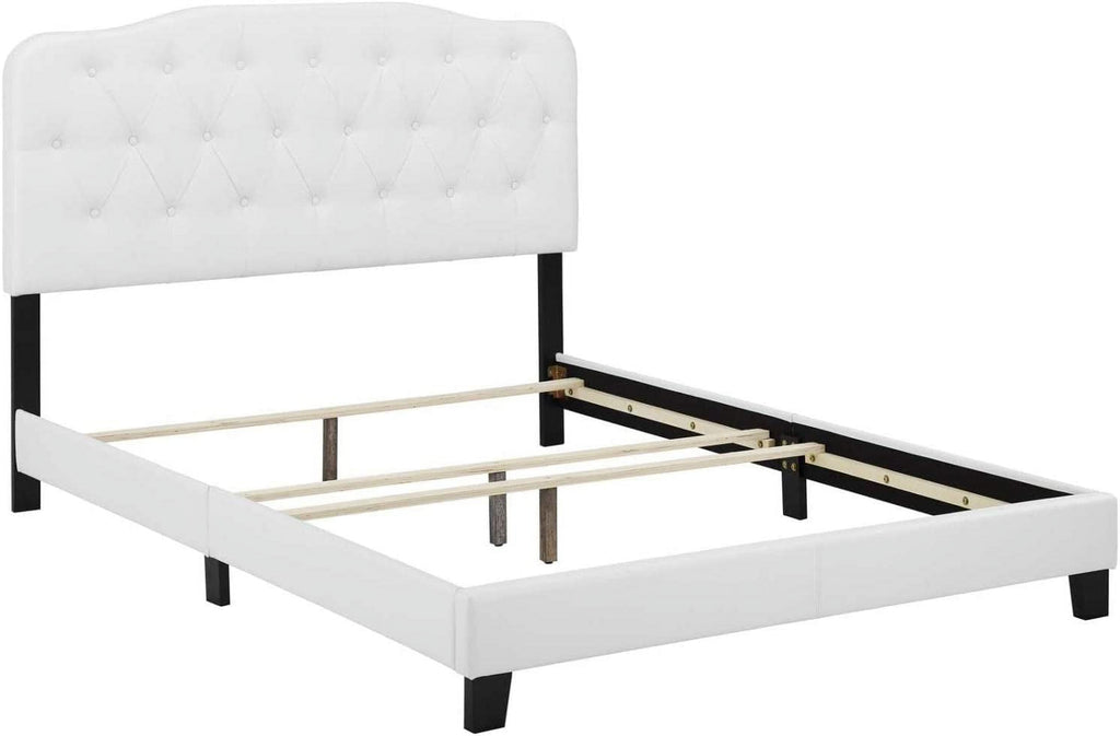 White Faux Leather Bed N7960