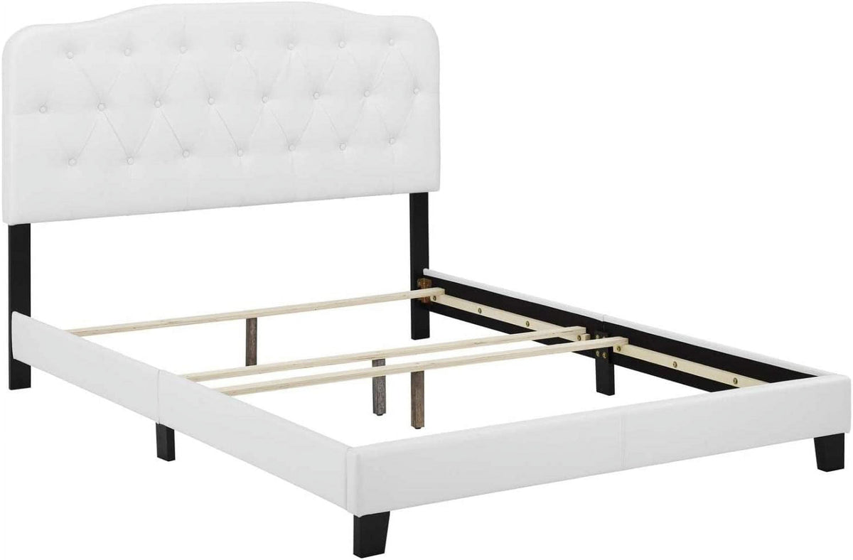 White Faux Leather Bed N7960