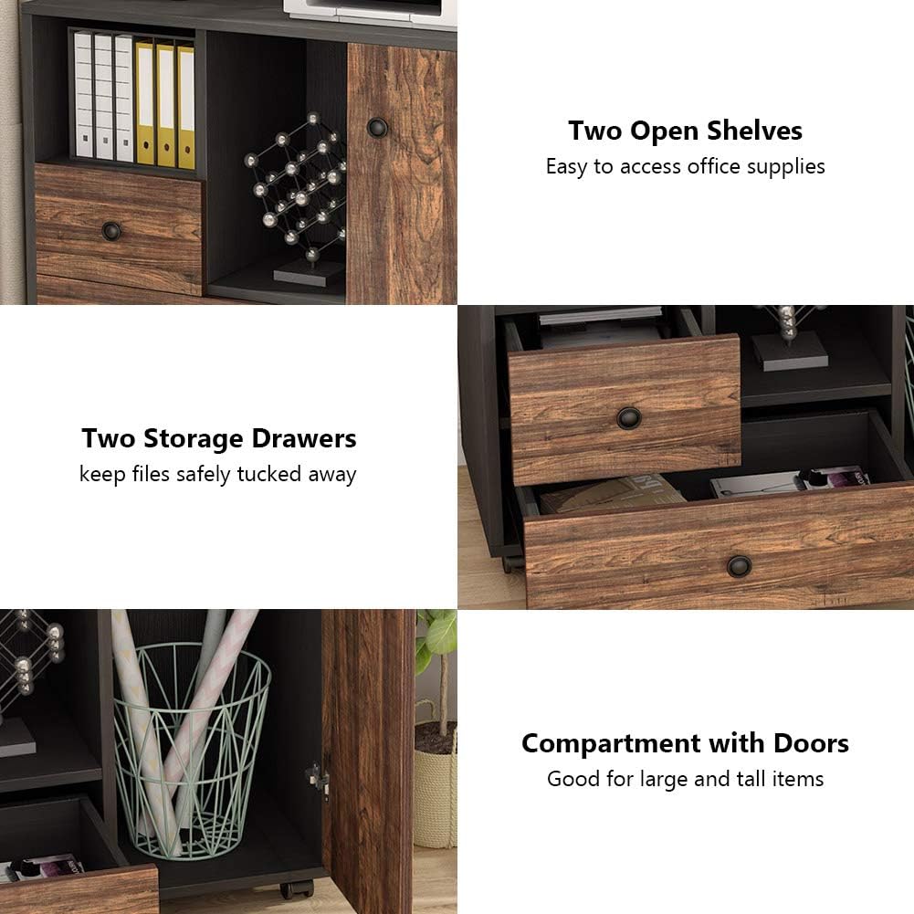 Mobile File Cabinet with 2 Drawer and Wheels T7343