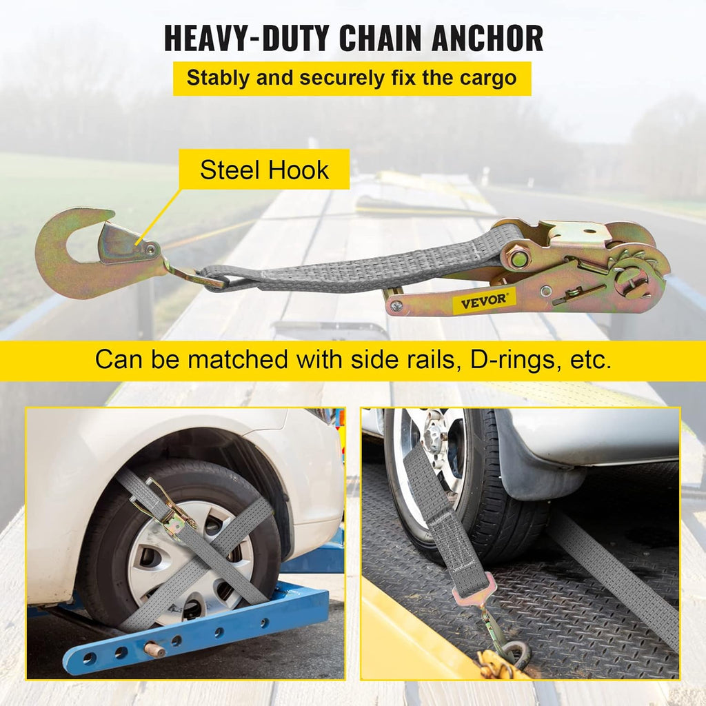 12 Pcs Polyester Ratchet Tie Down Strap Kit Grey B455155