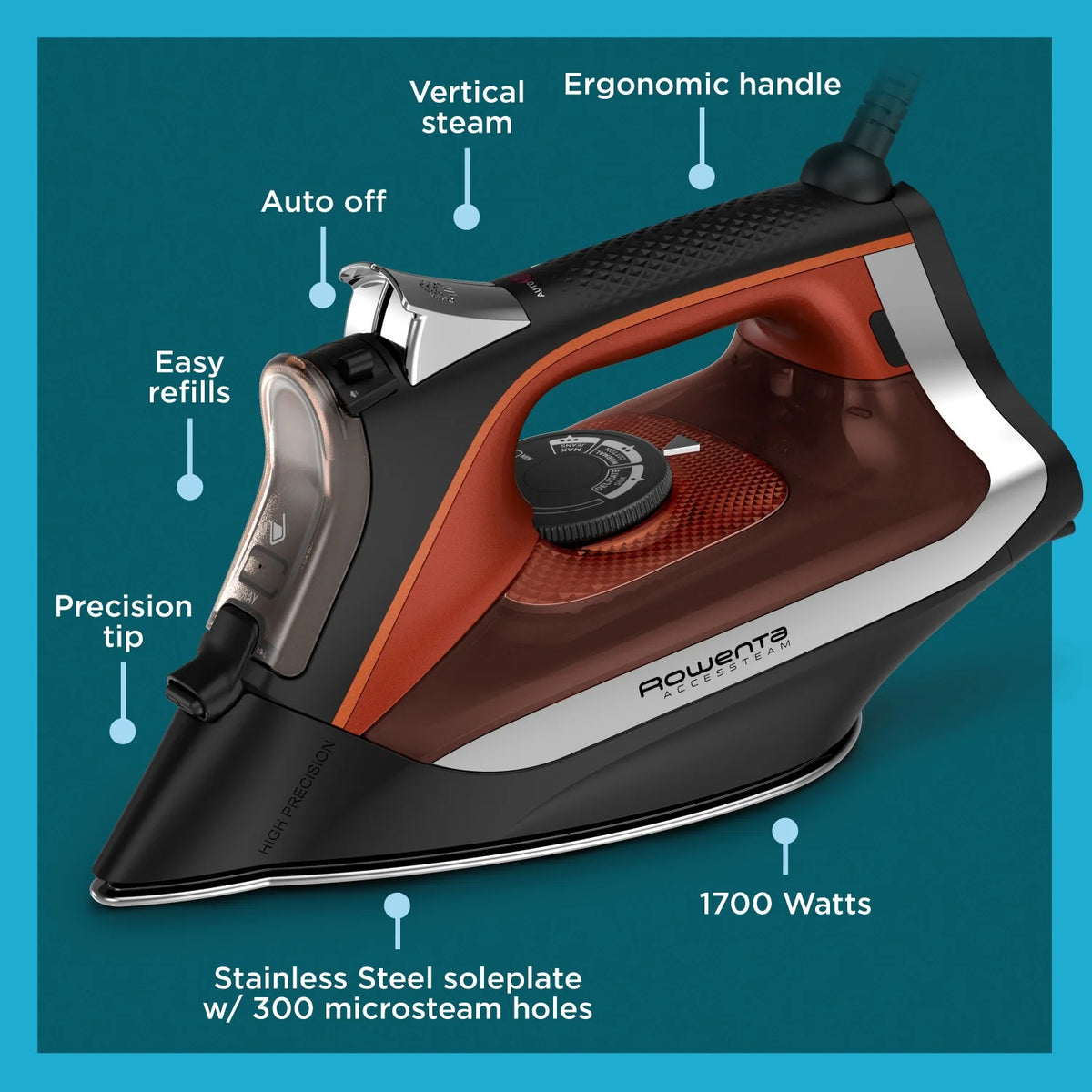 Red Steam Iron Z291