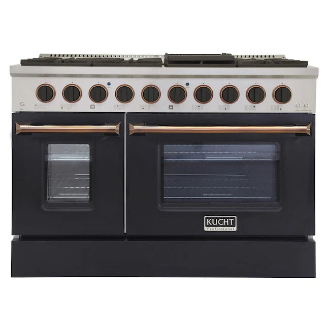 48 Pro-Style Propane Gas Dual Fuel Range in Black with Gold Accents A994878